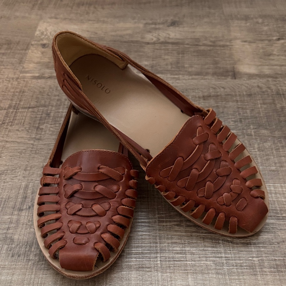Nisolo Women's Brown Woven Leather Flats